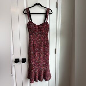 Anthropologie Hutch Sleeveless Sweetheart Floral Midi Dress Black Motif Size S